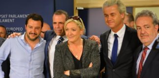Salvini (Lega Nord), Vilimsky (FPÖ), Le Pen (FN), Wilders (PVV), Annemans (VB)