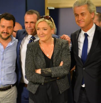 Salvini (Lega Nord), Vilimsky (FPÖ), Le Pen (FN), Wilders (PVV), Annemans (VB)
