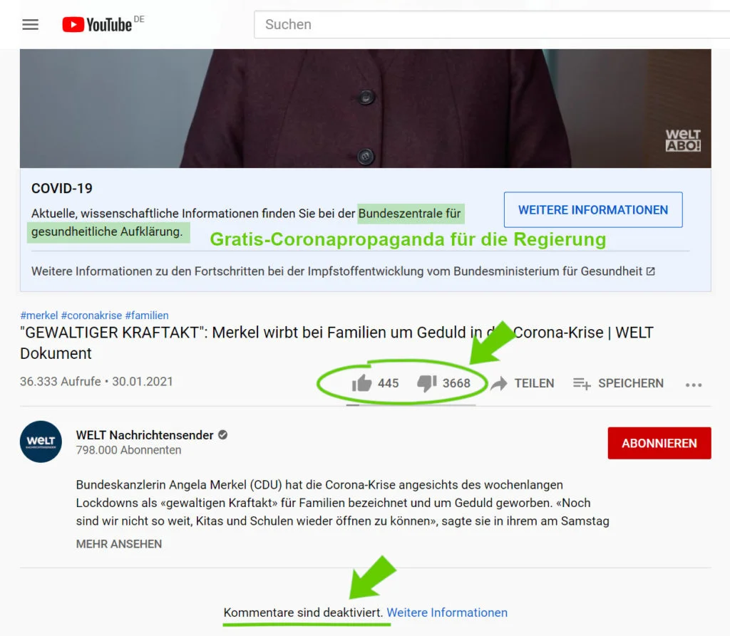 Screenshot von Merkels Youtubeauftritt