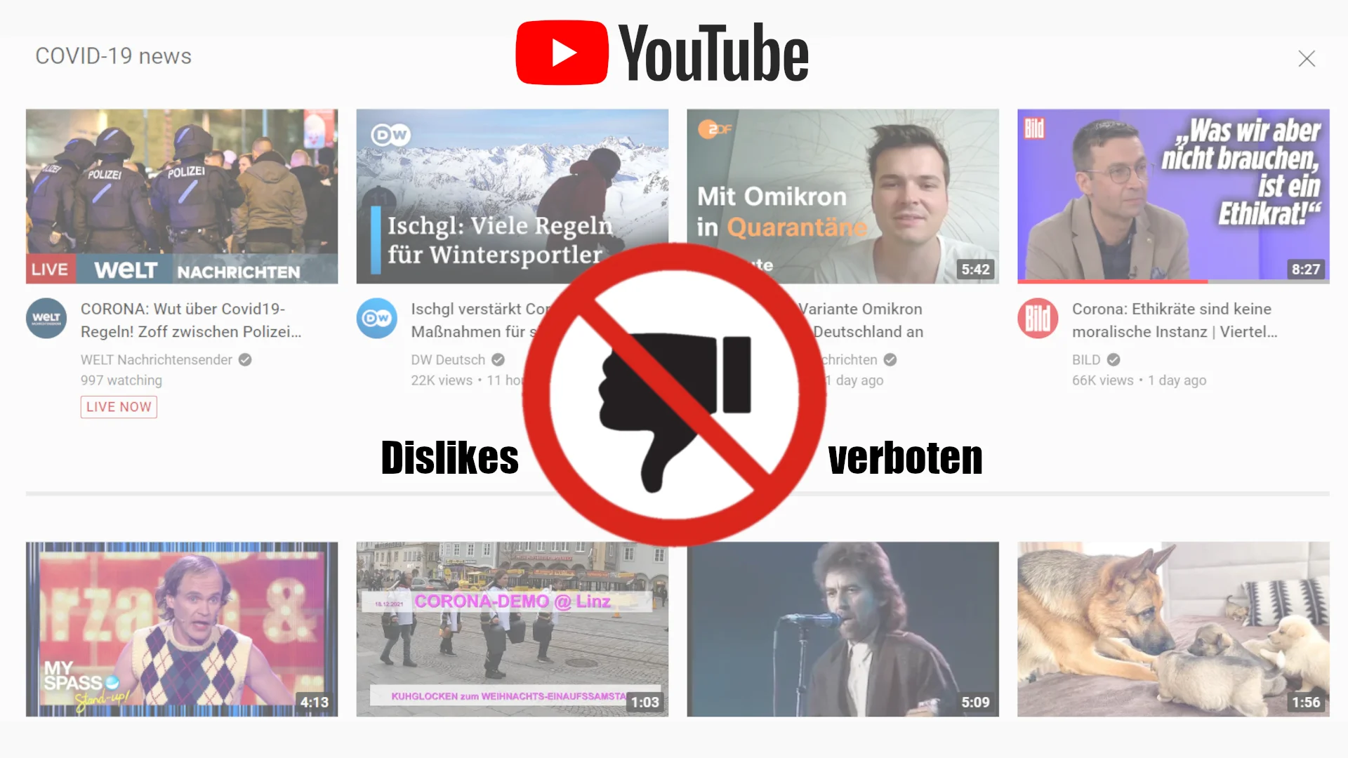 Youtube deaktiviert seine Dislikes