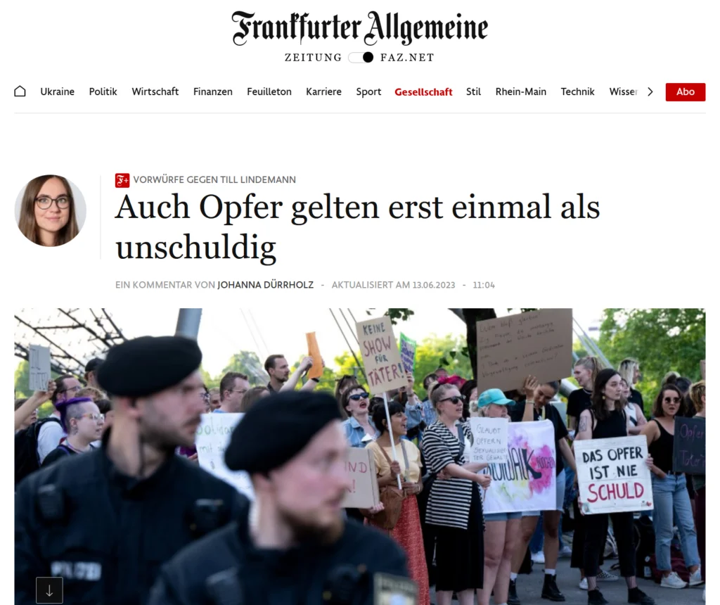 FAZ: Auch für die Opfer gilt die Unschuldsvermutung