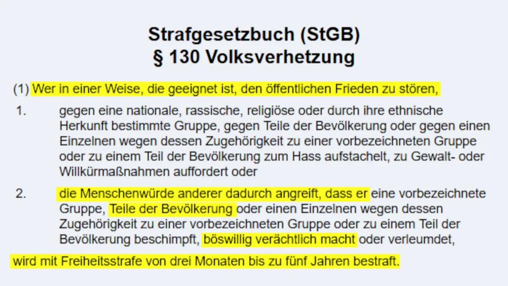 § 130 StGB - Volksverhetzung