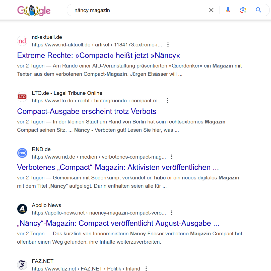 Google-Suchergebnisse für Näncy Magazin