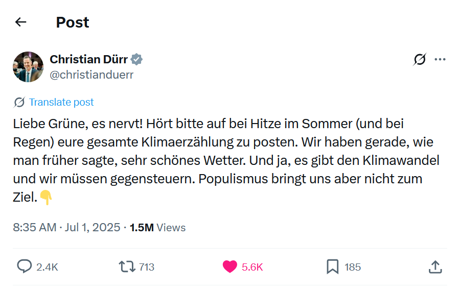 Twitterpost von Christian Dürr