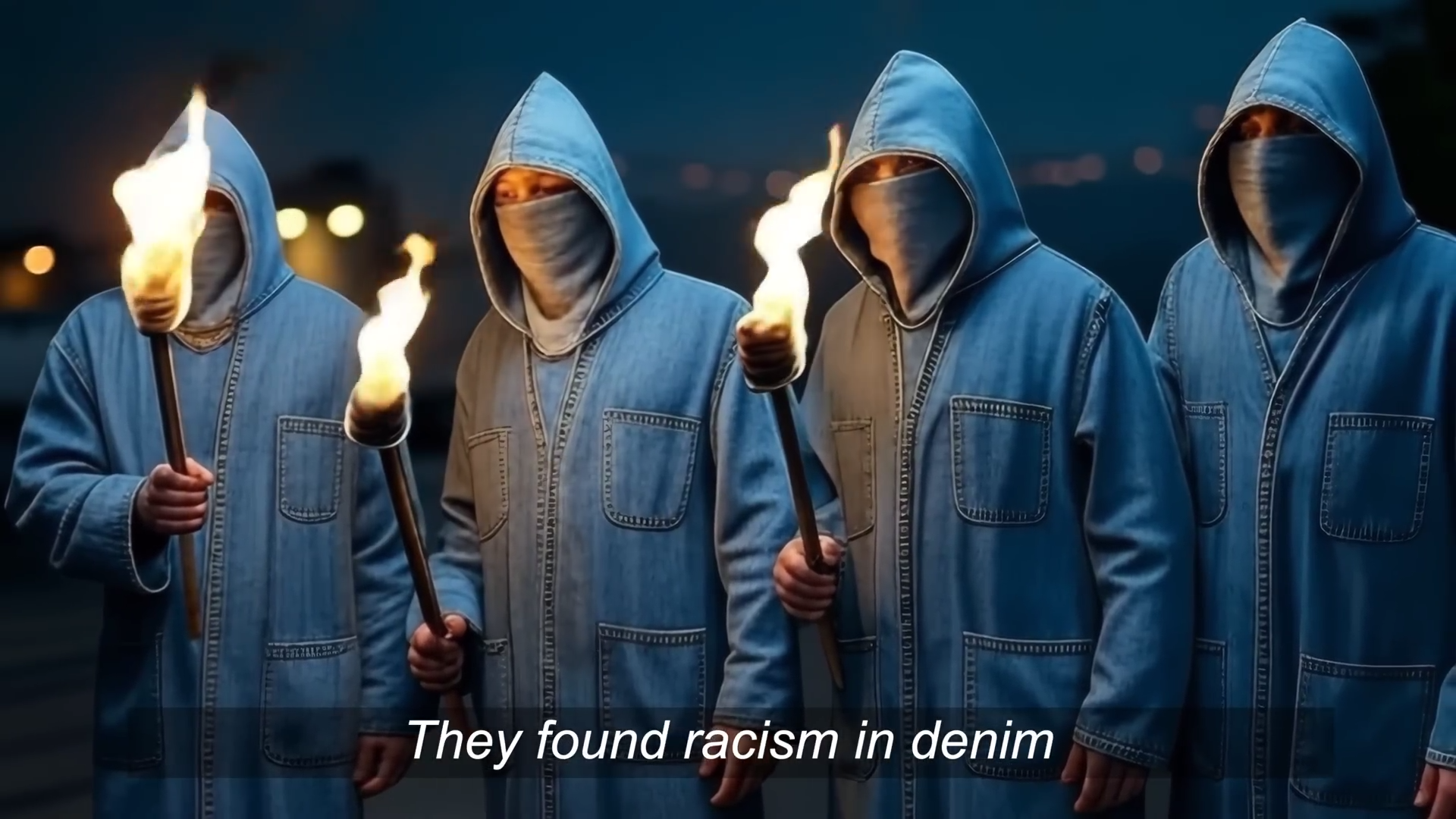 Ku-Klux-Klan-Mitglieder in Jeans-Roben. Virtuelles Bild