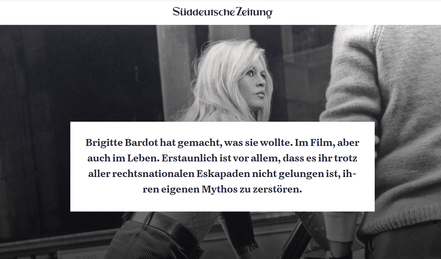 Widerliche Hetze als Nachruf auf Brigitte Bardot.