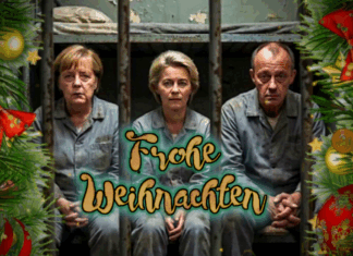 Ein (un)frommer Weihnachtswunsch … Weihnachtsgeschenk: Merkel, von der Leyen und Merz im Knast