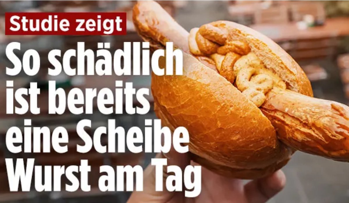 Bereits eine Scheibe Wurst am Tag ist quasi tödlich