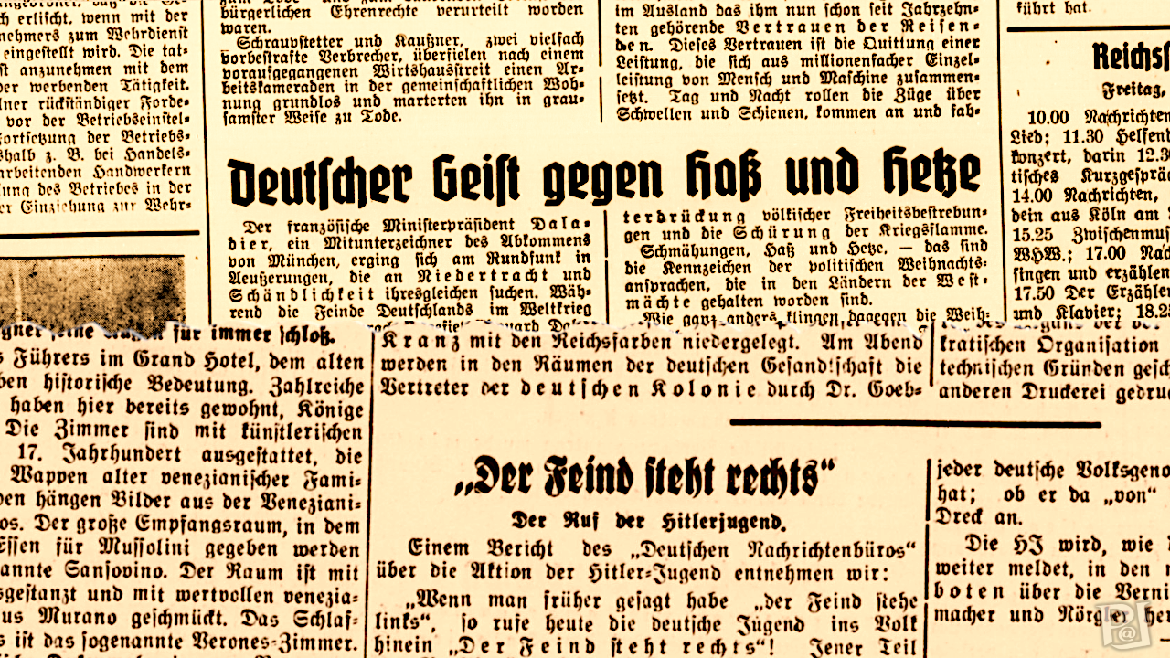 Schlagzeilen aus der Zeit des Nationalsozialismus