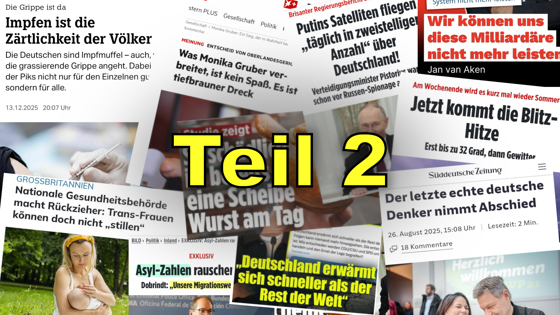 Realsatire in den Titelschlagzeilen der Presse