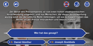 Daniel Günther im Vergleich mit Joseph Goebbels. Erschüttern gleiches Gedanken- und Weltbild.
