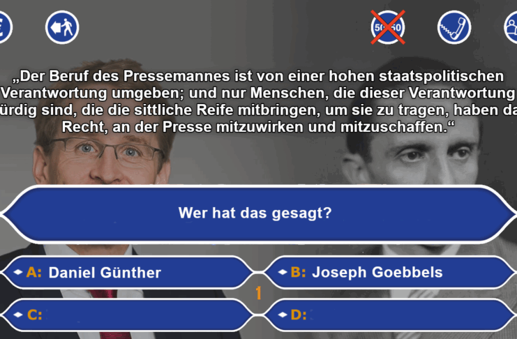 Daniel Günther im Vergleich mit Joseph Goebbels. Erschüttern gleiches Gedanken- und Weltbild.