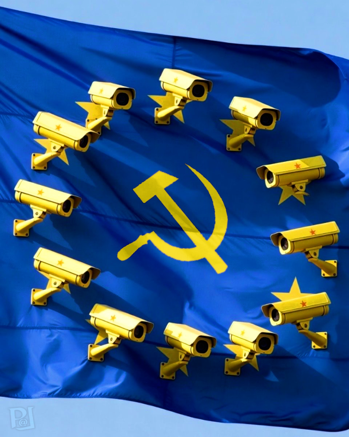 Überwachungskritik: EU-Flagge mit Kameras statt Sternen