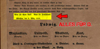 Wie eine angebliche SA-Parole zur politischen Waffe wird Proklamation König Ludwigs I. von Bayern vom 6. März 1848 - Alles für Deutschland
