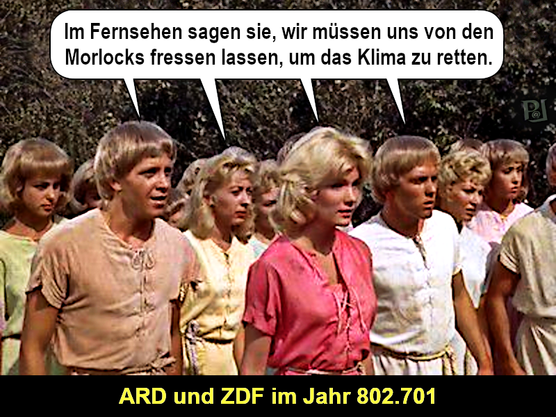 Die naiven Eloi im Film die Zeitmaschine - satirisches Meme