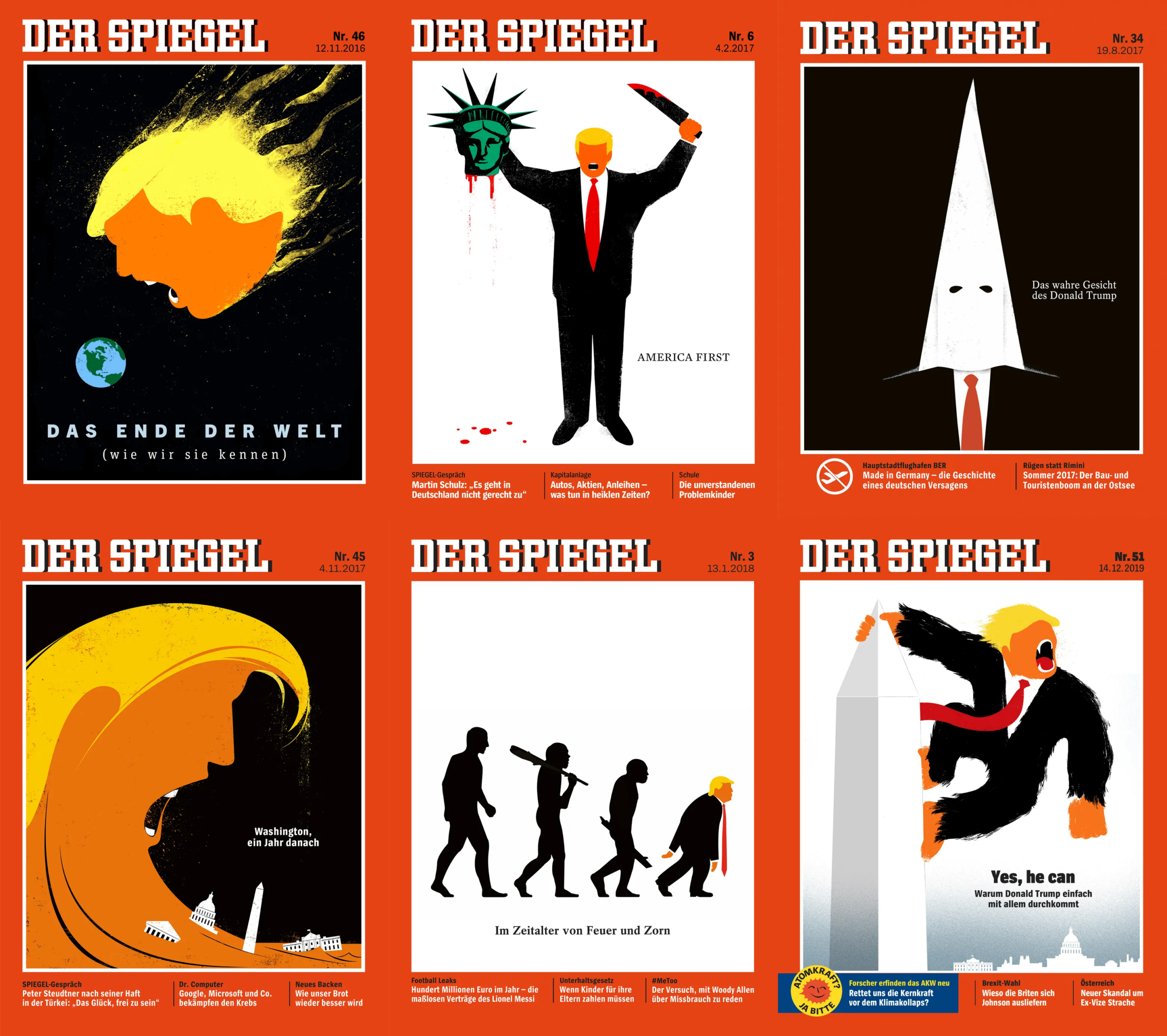 Bösartige Hetze gegen Trump auf diversen Spiegelcovern.