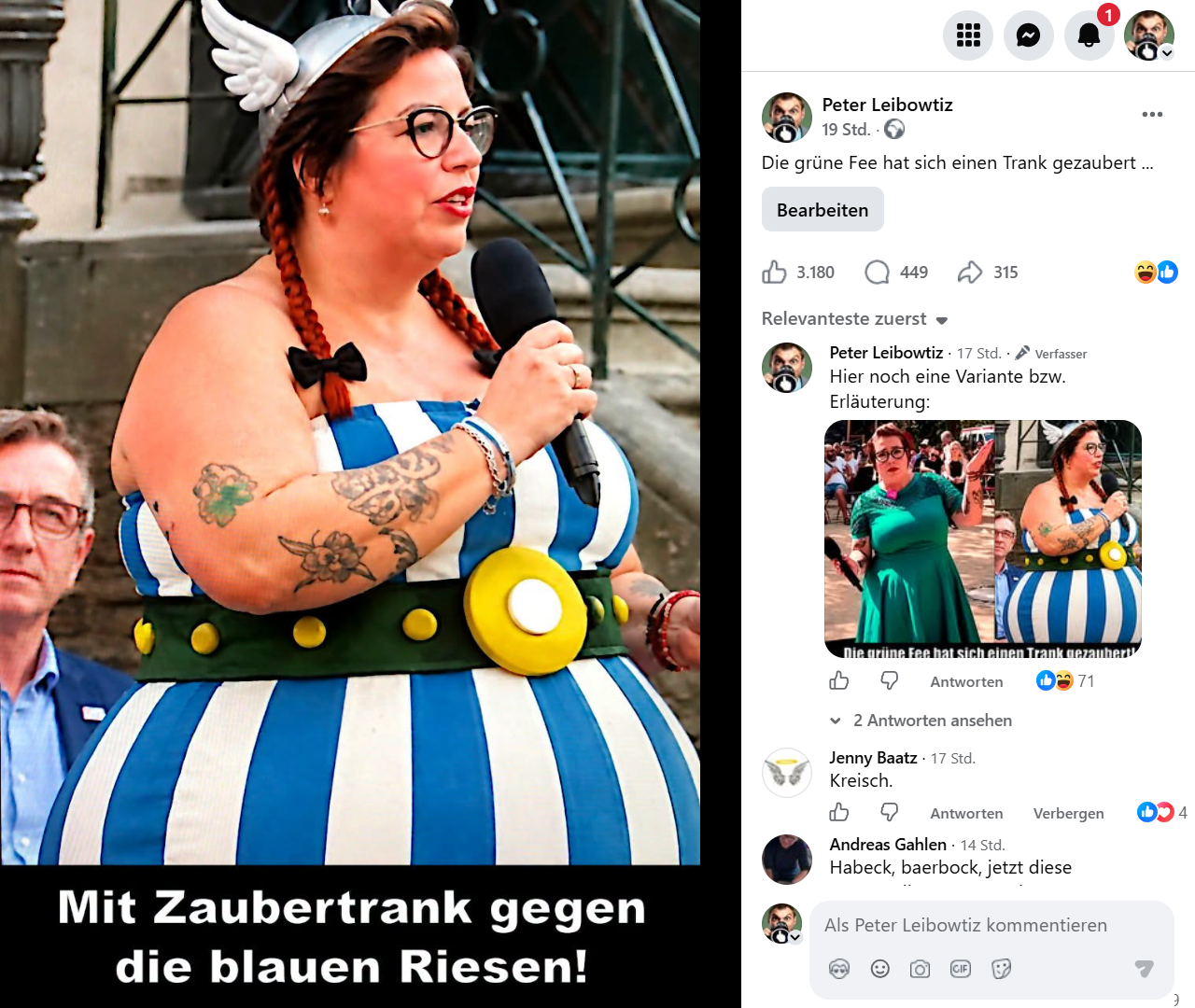 Sziborra-Seidlitz als Obelix aus dem Comic