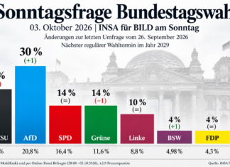 AfD erstmals bei 30 Prozent – Union stürzt auf 18 Prozent ab